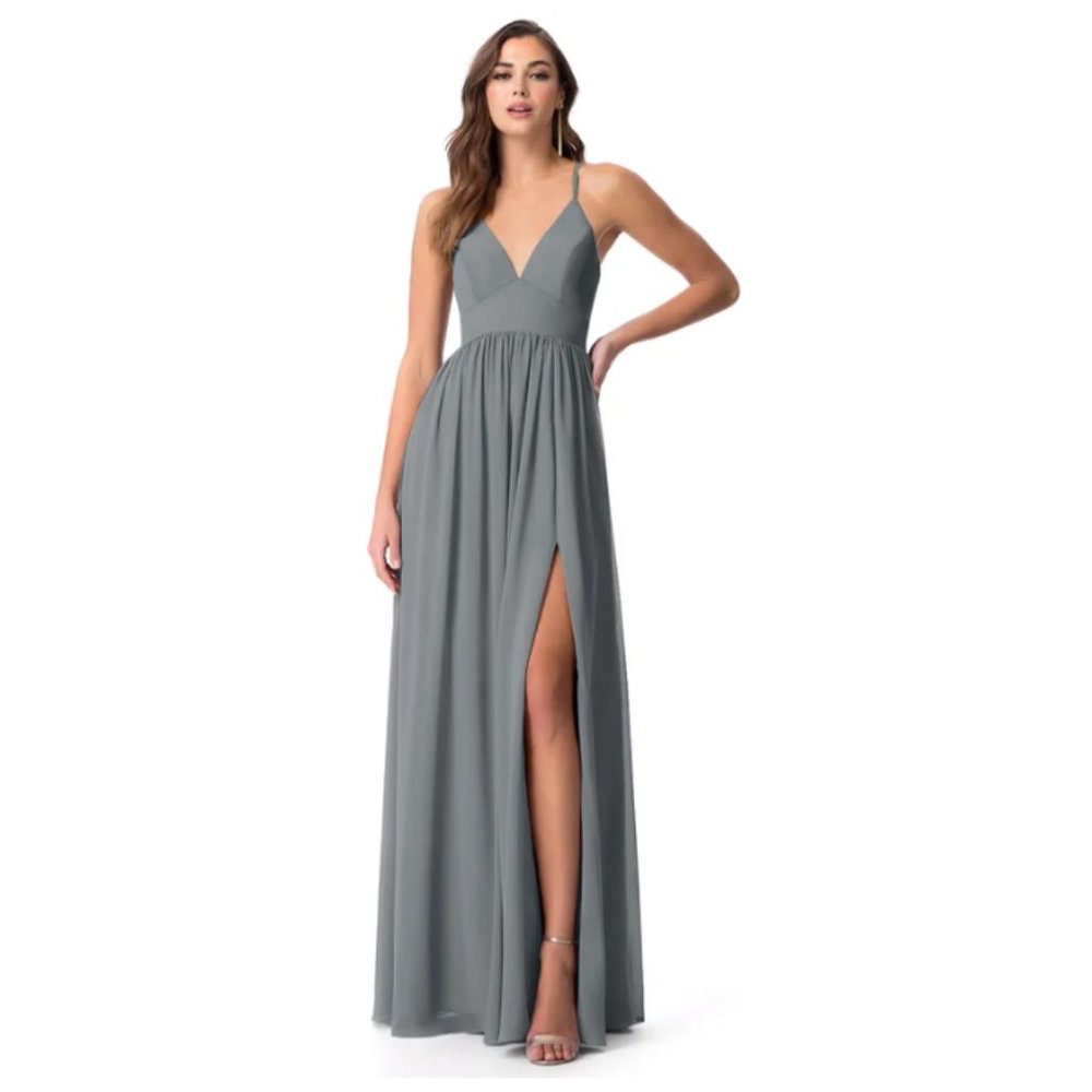 Steel Grey Azazie Aaida Bridesmaid Dress